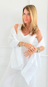 Chic Italian Scarf- White-260 Other Accessories-NSP/PORCIENTO-Coastal Bloom Boutique, find the trendiest versions of the popular styles and looks Located in Indialantic, FL