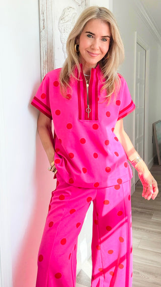 Polka Dot Zip Top