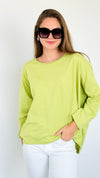 Upscale Comfort Italian Pullover - Lime-140 Sweaters-Italianissimo-Coastal Bloom Boutique, find the trendiest versions of the popular styles and looks Located in Indialantic, FL