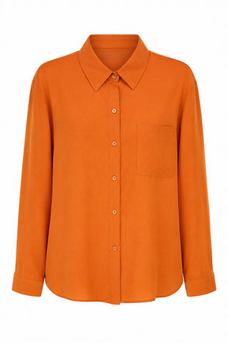 Relaxed Button Front Top -  Orange
