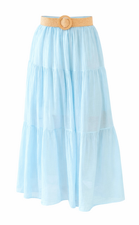 Belted Bliss Italian Skirt- Sky Blue