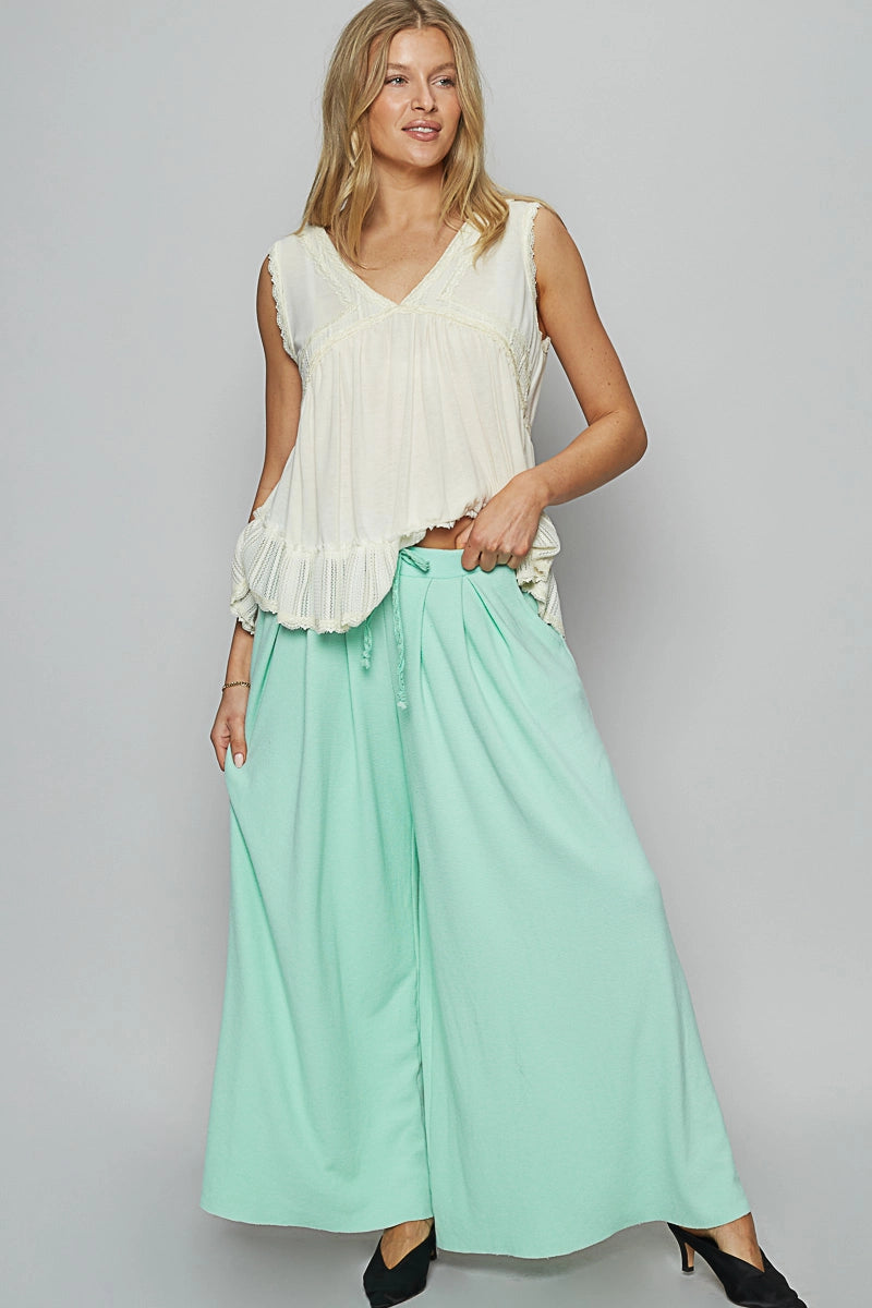 Relaxed Flowy High-Rise Pants - Mint-170 Bottoms/Shorts-POL-Coastal Bloom Boutique, find the trendiest versions of the popular styles and looks Located in Indialantic, FL