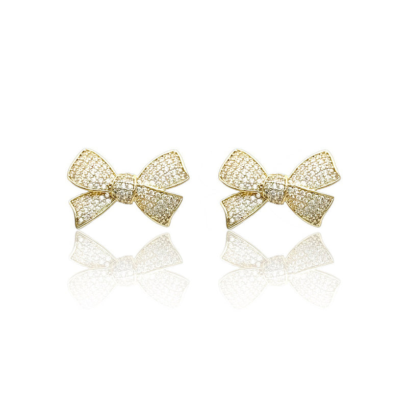 CZ Luxe Bow Stud Earrings-230 Jewelry-NYW-Coastal Bloom Boutique, find the trendiest versions of the popular styles and looks Located in Indialantic, FL