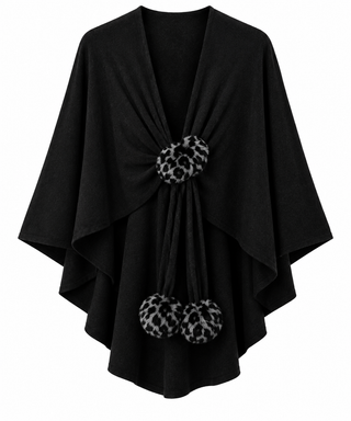 Pom Pom Wrap Poncho