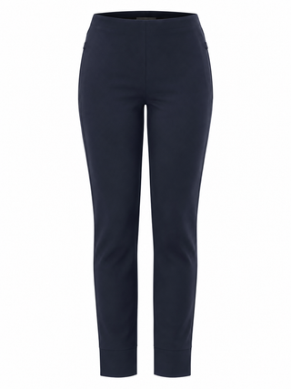 High Waist Slim Straight Leg Pants - Navy