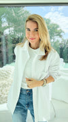 Relaxed Open-Front Jacket - White-160 Jackets-Mono B-Coastal Bloom Boutique, find the trendiest versions of the popular styles and looks Located in Indialantic, FL