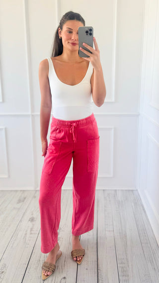 Off-Duty Wide-Leg Jogger Pants - Candy Red