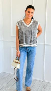Sweet Side Tie Knit Vest-Grey-00 Sleevless Tops-Fantastic Fawn-Coastal Bloom Boutique, find the trendiest versions of the popular styles and looks Located in Indialantic, FL