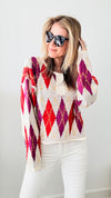 Ready for Argyle Henley Sweater-140 Sweaters-Rousseau-Coastal Bloom Boutique, find the trendiest versions of the popular styles and looks Located in Indialantic, FL