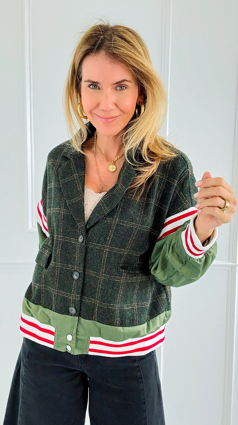 Varsity Remix Bomber Jacket-160 Jackets-Taelynn-Coastal Bloom Boutique, find the trendiest versions of the popular styles and looks Located in Indialantic, FL