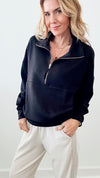 Butter Zip Up Pullover - Black-100 Sleeveless Tops-Before You-Coastal Bloom Boutique, find the trendiest versions of the popular styles and looks Located in Indialantic, FL