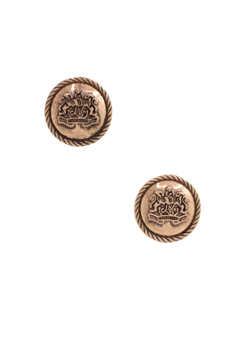 Royal Emblem Studs Earrings-230 Jewelry-joia-Coastal Bloom Boutique, find the trendiest versions of the popular styles and looks Located in Indialantic, FL