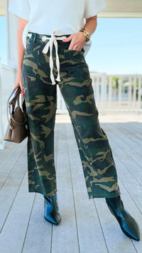 Playful Dot Explorer Wide Leg Pants - Camo