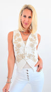 Floral Flourish Button Vest-150 Cardigans/Layers-NYW-Coastal Bloom Boutique, find the trendiest versions of the popular styles and looks Located in Indialantic, FL