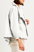 Pre-Order Cropped Asymmetrical Jacket - White-160 Jackets-Planet By Lauren G-Coastal Bloom Boutique, find the trendiest versions of the popular styles and looks Located in Indialantic, FL