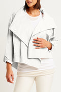 Pre-Order Cropped Asymmetrical Jacket - White-160 Jackets-Planet By Lauren G-Coastal Bloom Boutique, find the trendiest versions of the popular styles and looks Located in Indialantic, FL