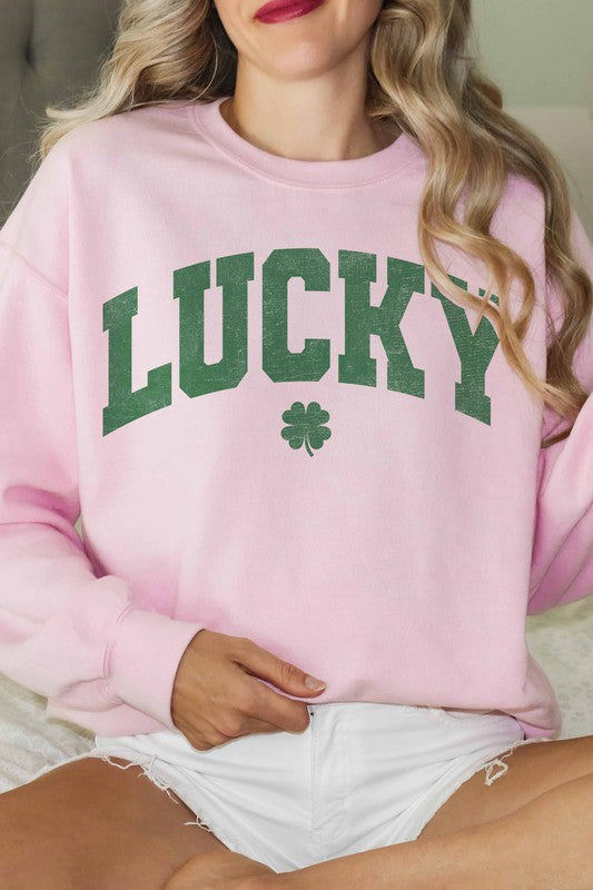 Lucky Graphic Sweatshirt-120 Graphic-WKNDER-Coastal Bloom Boutique, find the trendiest versions of the popular styles and looks Located in Indialantic, FL