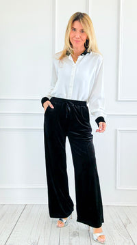 Plush Pull on Pant-Black-100 Pants-NALI COLLECTIONS-Coastal Bloom Boutique, find the trendiest versions of the popular styles and looks Located in Indialantic, FL