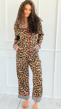 Spotted in Satin Print Pajama Set-210 Loungewear/Sets-Anniewear-Coastal Bloom Boutique, find the trendiest versions of the popular styles and looks Located in Indialantic, FL