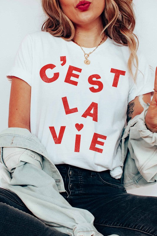 C'est La Vie Graphic Tee Shirt-120 Graphic-WKNDER-Coastal Bloom Boutique, find the trendiest versions of the popular styles and looks Located in Indialantic, FL