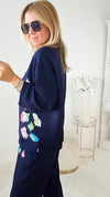 Pop of Color Navy Scuba Top-130 Long Sleeve Tops-Joh Apparel-Coastal Bloom Boutique, find the trendiest versions of the popular styles and looks Located in Indialantic, FL