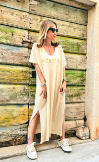 Unique Beauty Italian Dress - Gold-200 Dresses/Jumpsuits/Rompers-Italianissimo-Coastal Bloom Boutique, find the trendiest versions of the popular styles and looks Located in Indialantic, FL