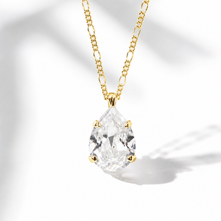 Teardrop Pendant Necklace - Clear - Katora