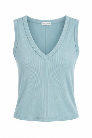 Perfect Layering Italian Tank Top- Aqua