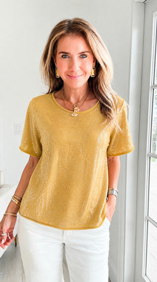 Sequin Knit Top - Sunflower