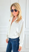 Modern Edge Snap Jacket - Off White-160 Jackets-IRIS-Coastal Bloom Boutique, find the trendiest versions of the popular styles and looks Located in Indialantic, FL