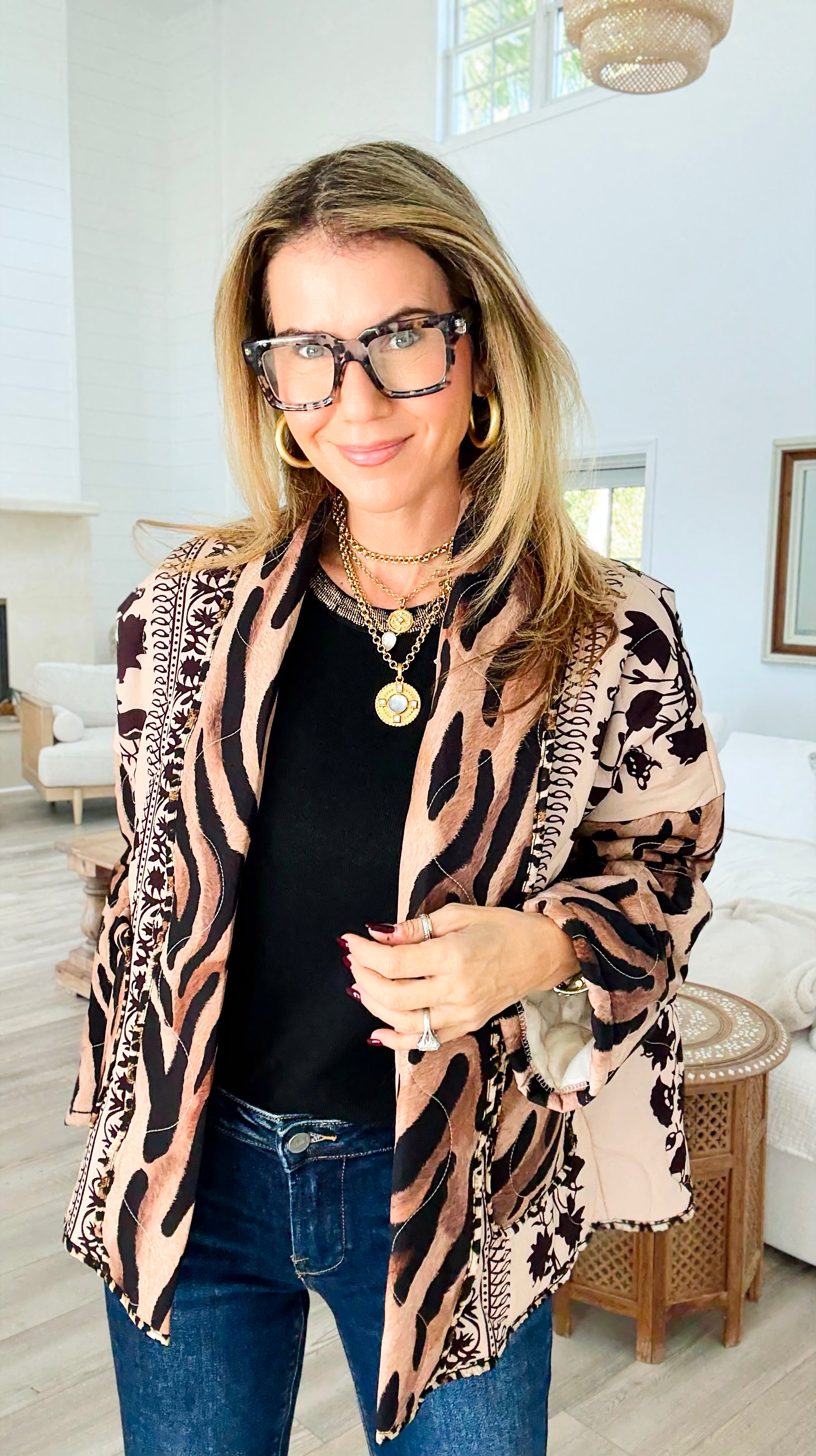 Floral Vines Italian Quilted Jacket-160 Jackets-Italianissimo-Coastal Bloom Boutique, find the trendiest versions of the popular styles and looks Located in Indialantic, FL