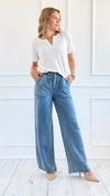 Relaxed Drawstring Denim Pants-190 Denim-Thread & Supply-Coastal Bloom Boutique, find the trendiest versions of the popular styles and looks Located in Indialantic, FL