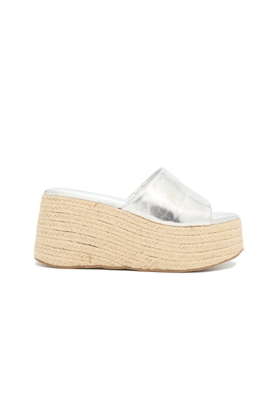 Platform Wedged Sandal - Silver-250 Shoes-Let´s see style-Coastal Bloom Boutique, find the trendiest versions of the popular styles and looks Located in Indialantic, FL