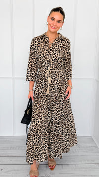 Leopard Paws Button Italian Long Dress-200 Dresses/Jumpsuits/Rompers-FH GROUP-Coastal Bloom Boutique, find the trendiest versions of the popular styles and looks Located in Indialantic, FL