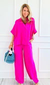 Desert Sunset Draped Set - Hot Pink-210 Loungewear/Sets-ODDI-Coastal Bloom Boutique, find the trendiest versions of the popular styles and looks Located in Indialantic, FL