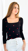 Heart Accent Sweetheart Knit - Black-130 Long Sleeve Set-Timing-Coastal Bloom Boutique, find the trendiest versions of the popular styles and looks Located in Indialantic, FL