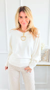 Sunday Muse Dolman Knit Sweater - Cream-140 Sweaters-she + sky-Coastal Bloom Boutique, find the trendiest versions of the popular styles and looks Located in Indialantic, FL