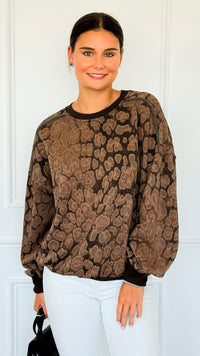 Paw Prism Italian Sweatshirt-Espresso-130 Long Sleeve Tops-Italianissimo-Coastal Bloom Boutique, find the trendiest versions of the popular styles and looks Located in Indialantic, FL
