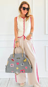 Patch Perfect Italian Tote Bag- Grey-240 Bags-DEDA SRL-Coastal Bloom Boutique, find the trendiest versions of the popular styles and looks Located in Indialantic, FL
