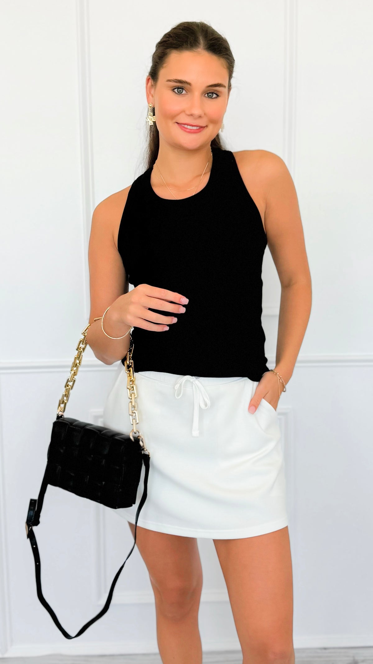 Core Comfort Modal Drawcord Skort-Cream-170 Bottoms/Shorts-RAE MODE-Coastal Bloom Boutique, find the trendiest versions of the popular styles and looks Located in Indialantic, FL
