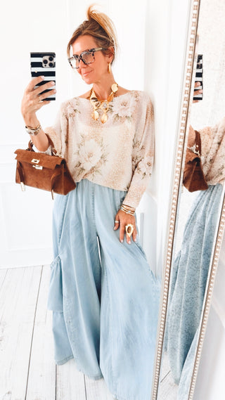 Denim Moon Big Pocket Italian Pants- Light