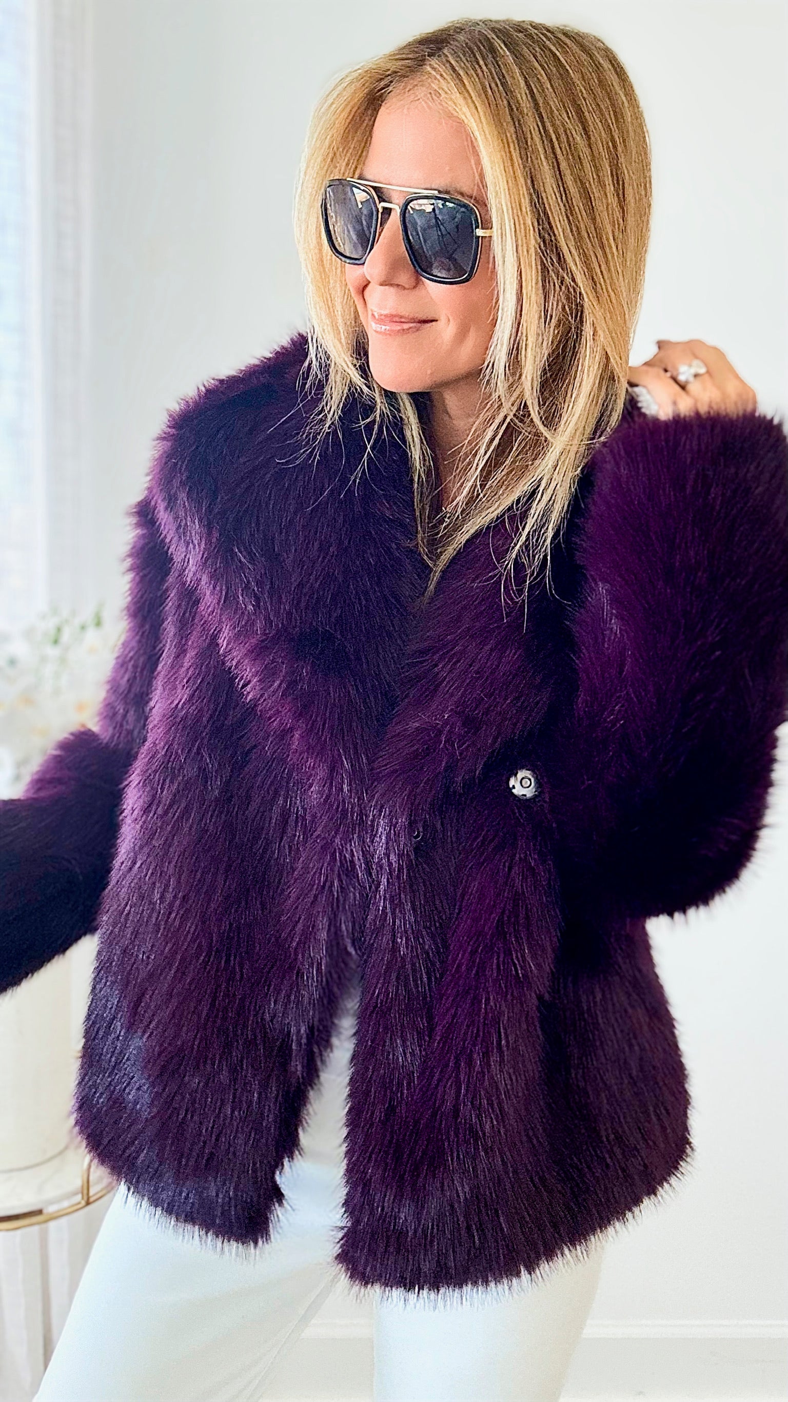 Plum faux hotsell fur coat