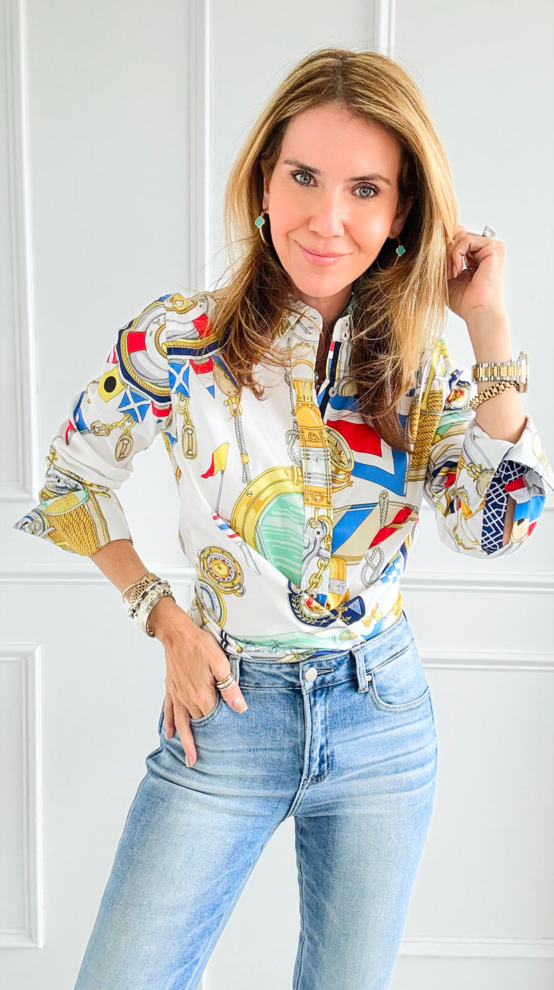 Sailor’s Statement Button-Down Top-110 Long Sleeve Tops-Dizzy Lizzie-Coastal Bloom Boutique, find the trendiest versions of the popular styles and looks Located in Indialantic, FL