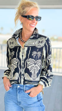 Palm Story Button Down Top