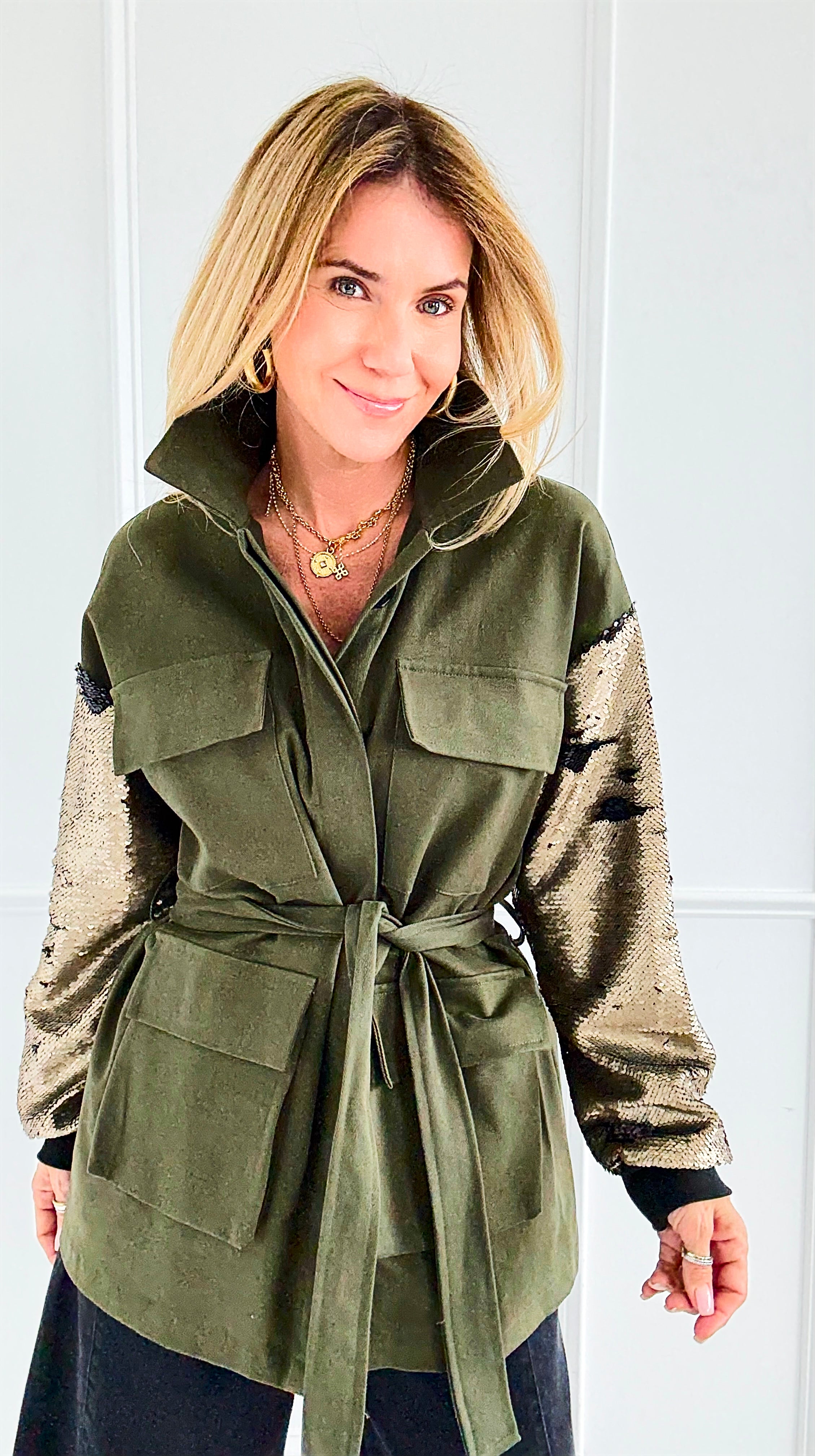 Power & Shine Utility Italian Jacket-160 Jackets-STAR SRL-Coastal Bloom Boutique, find the trendiest versions of the popular styles and looks Located in Indialantic, FL