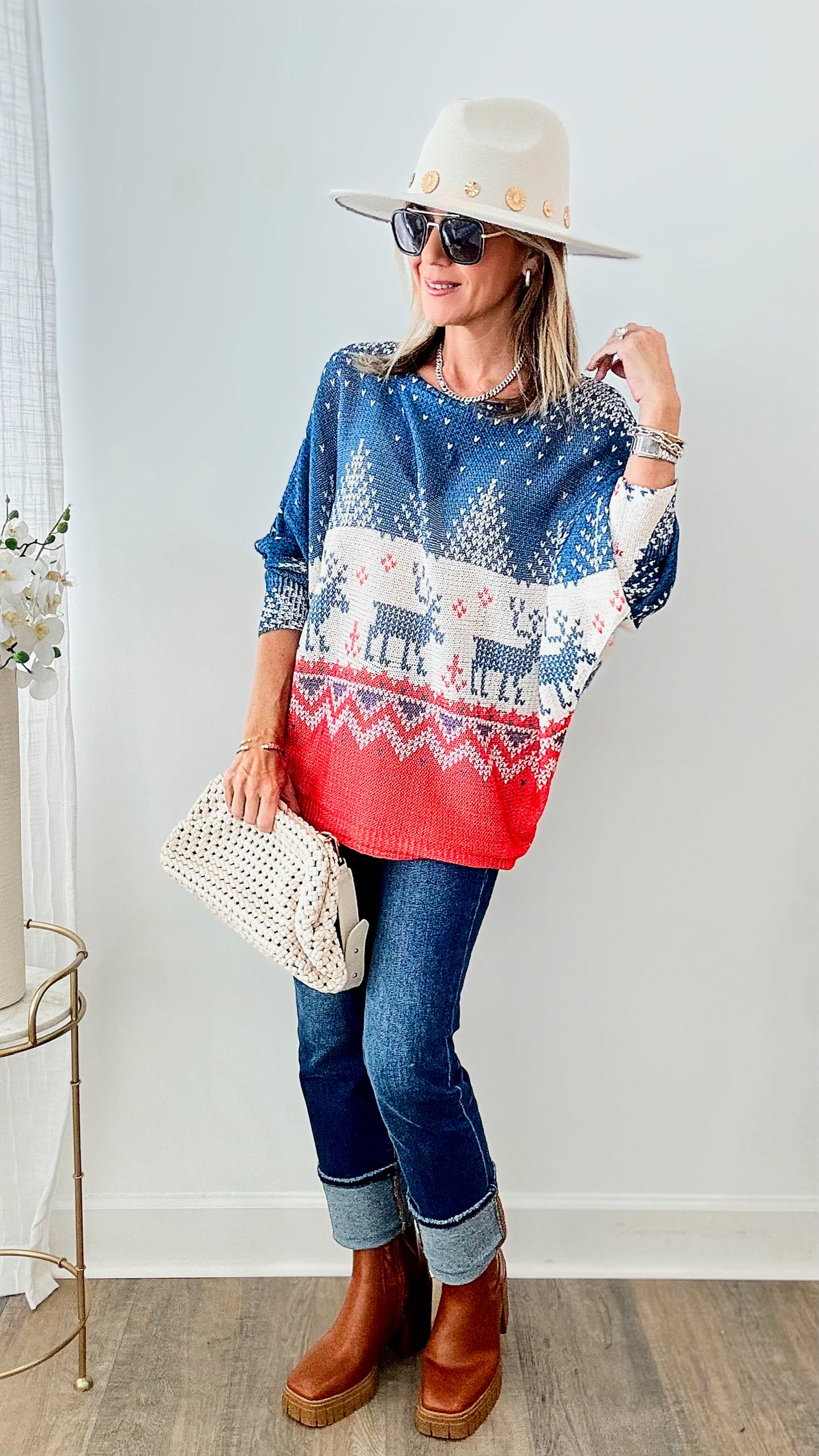 Italian St Tropez Holiday Moose Sweater-140 Sweaters-Germany-Coastal Bloom Boutique, find the trendiest versions of the popular styles and looks Located in Indialantic, FL