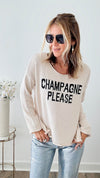 "Champagne Please" Knit Lightweight Sweater - Beige-140 Sweaters-Miracle-Coastal Bloom Boutique, find the trendiest versions of the popular styles and looks Located in Indialantic, FL