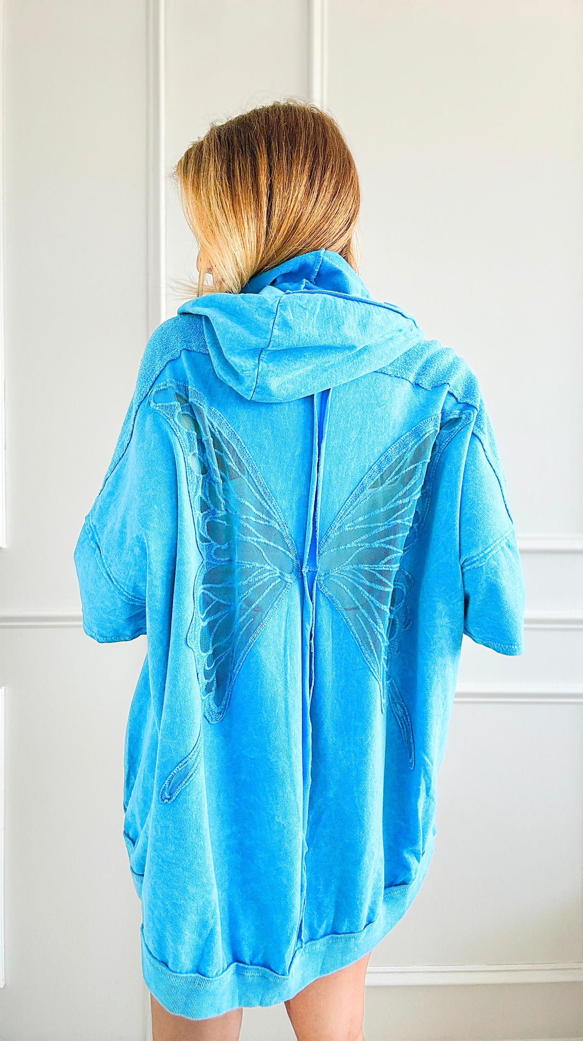 Mineral Wash Wings Hoodie Shaket - Blue-160 Jackets-j.her-Coastal Bloom Boutique, find the trendiest versions of the popular styles and looks Located in Indialantic, FL