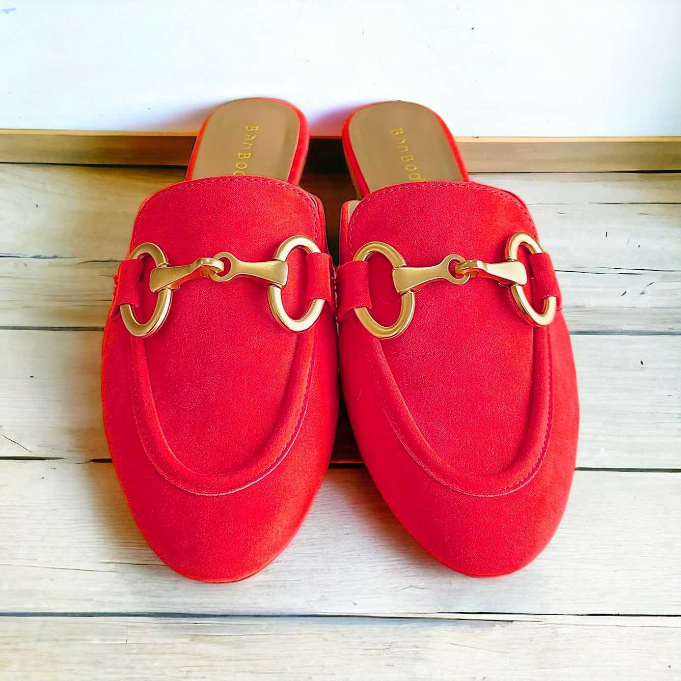 Horsebit Decor Flat Mule Slide - Blood Orange-250 Shoes-CCOCCI-Coastal Bloom Boutique, find the trendiest versions of the popular styles and looks Located in Indialantic, FL