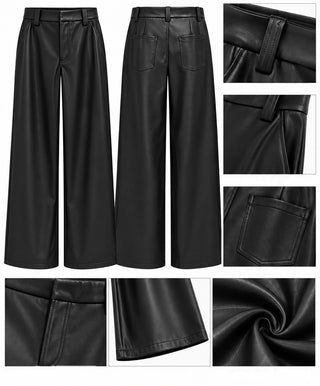 Wide Leg Leather Look Pants